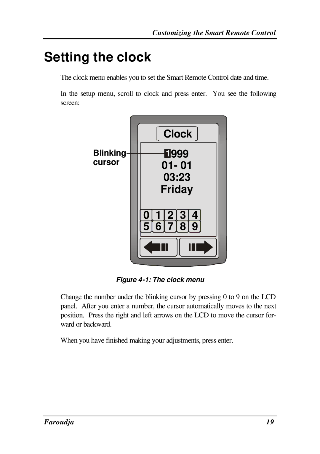 Meridian Audio SRC-2010 operation manual Setting the clock, Friday 