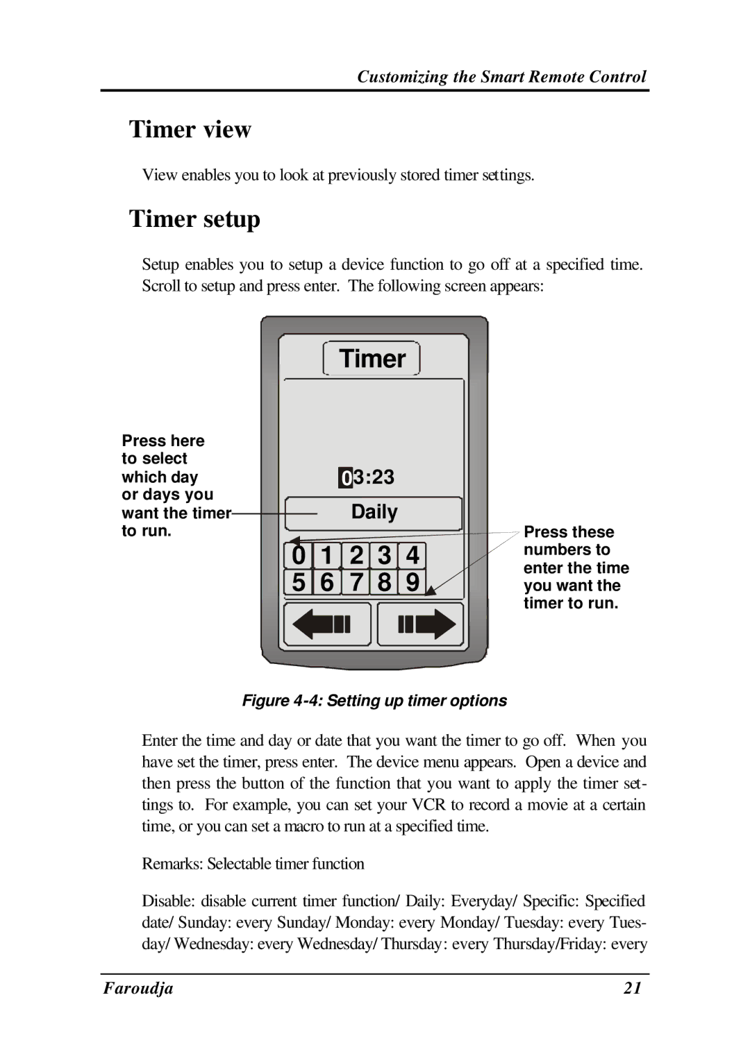 Meridian Audio SRC-2010 operation manual Timer view, Timer setup 