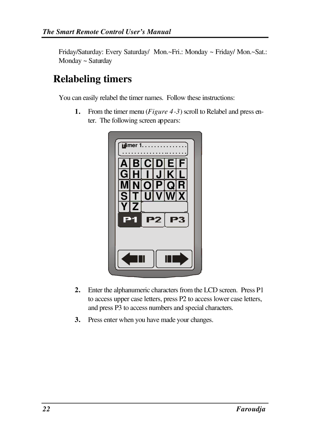 Meridian Audio SRC-2010 operation manual Relabeling timers, U V W 