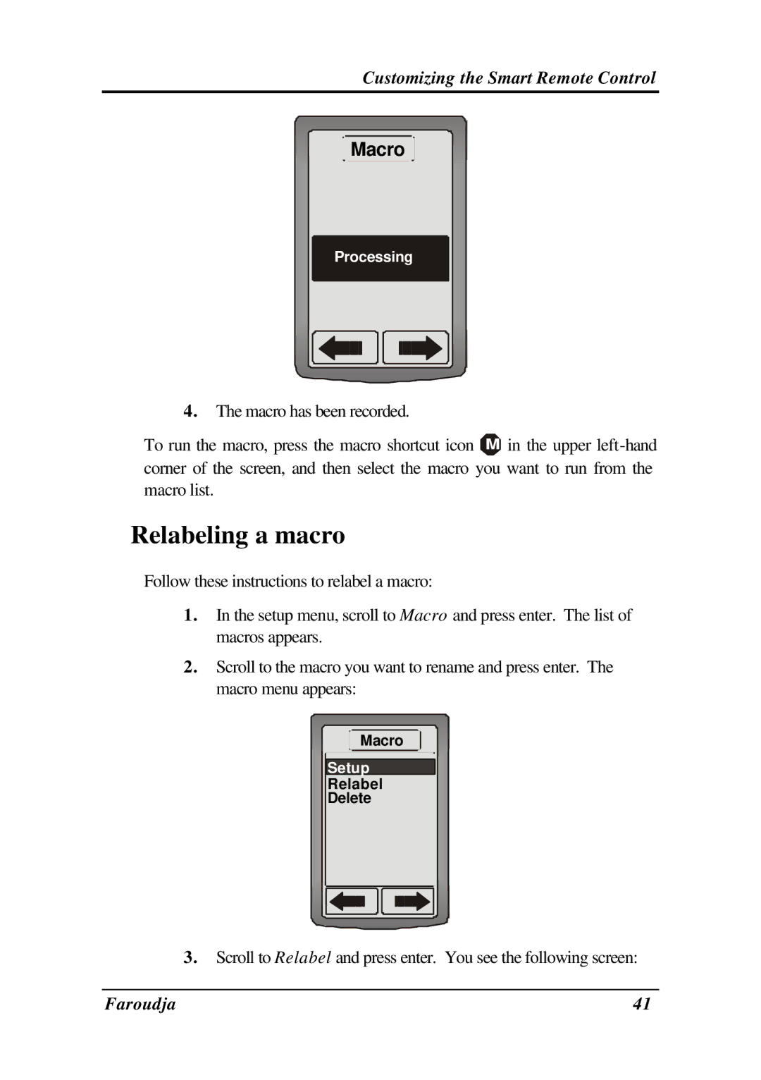 Meridian Audio SRC-2010 operation manual Relabeling a macro 