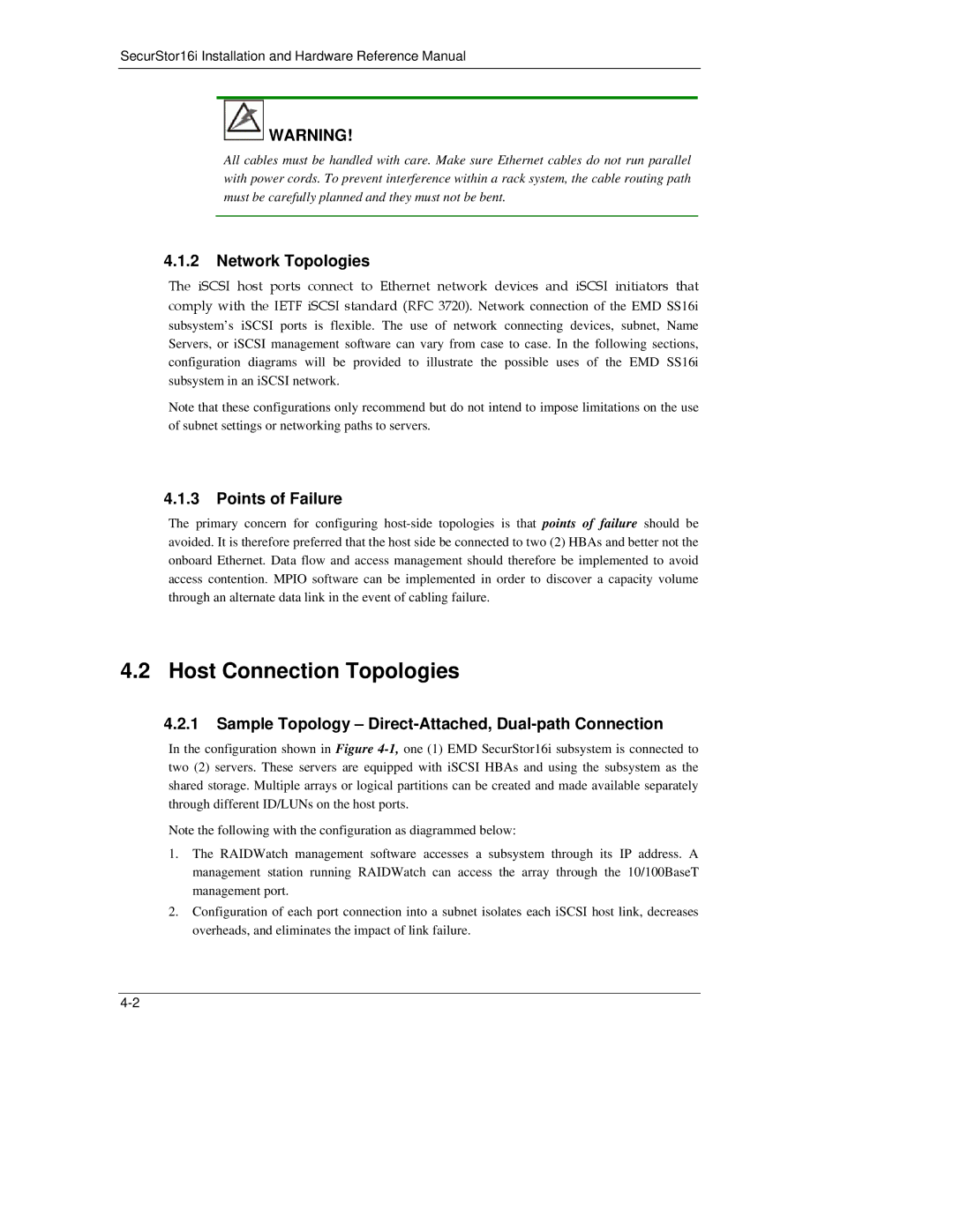 Meridian Data 16i manual Host Connection Topologies, Network Topologies, Points of Failure 