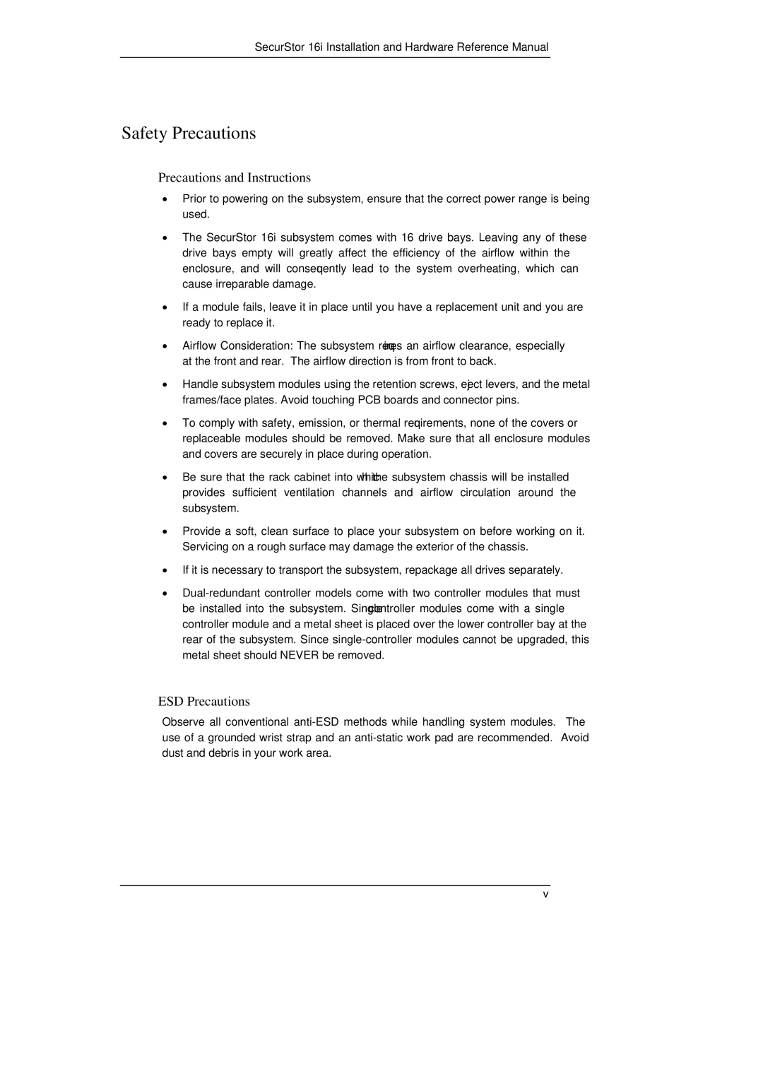 Meridian Data 16i manual Safety Precautions, Precautions and Instructions, ESD Precautions 