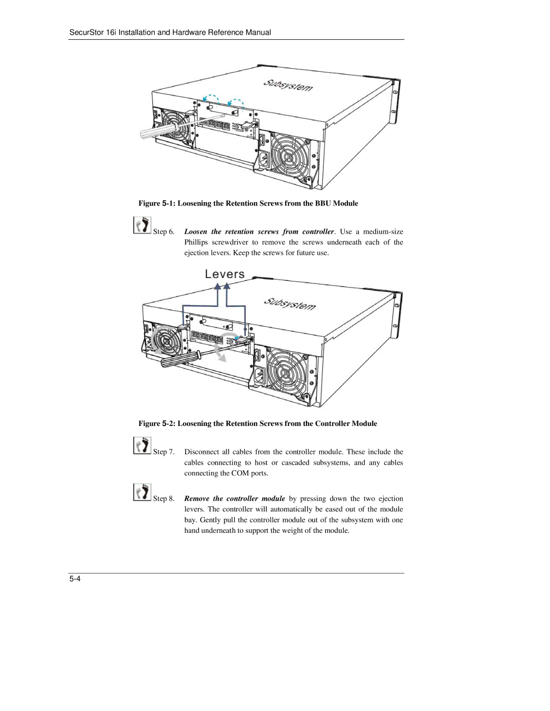 Meridian Data 16i manual Loosening the Retention Screws from the BBU Module 