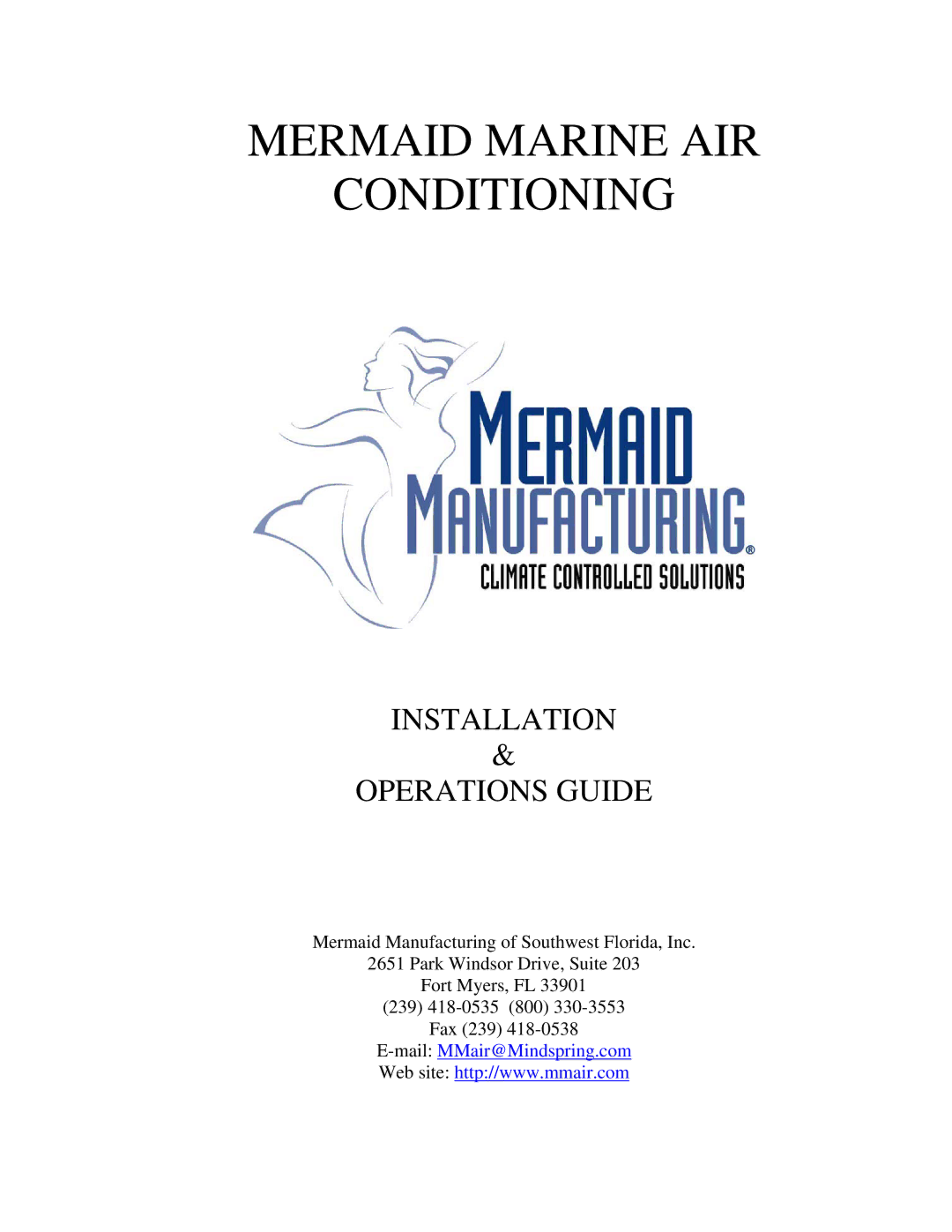 Mermaid Air Conditioner manual Mermaid Marine AIR Conditioning 