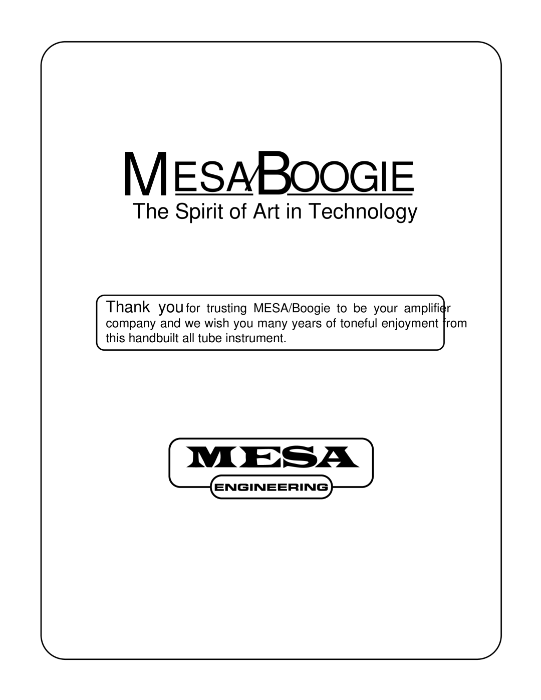 Mesa/Boogie 55, 100, 45 owner manual Mesa Boogie 