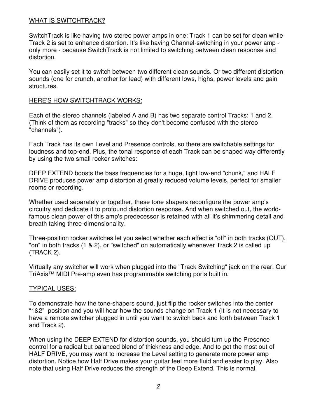 Mesa/Boogie 500 manual What is SWITCHTRACK?, Heres HOW Switchtrack Works, Typical Uses 