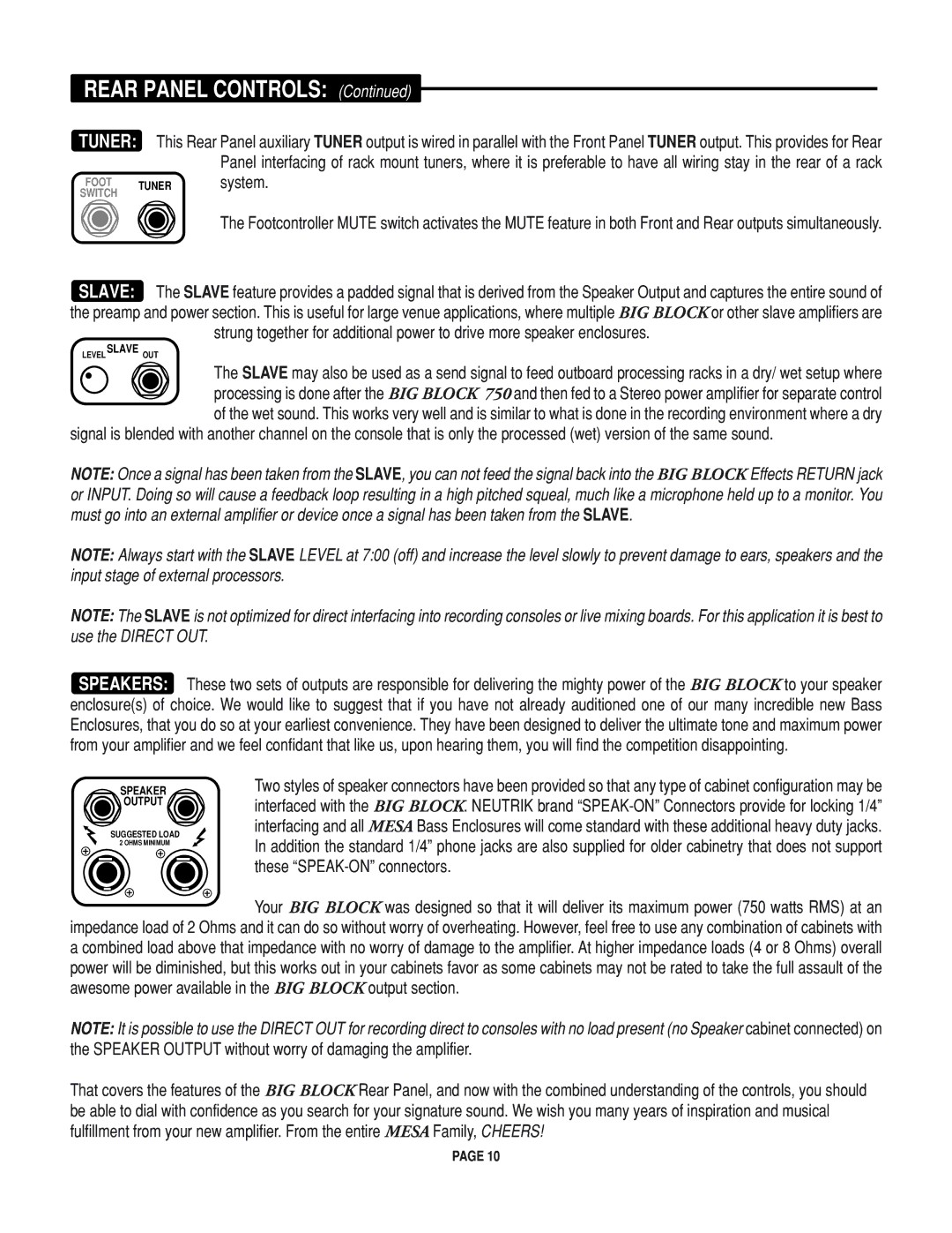 Mesa/Boogie Big Block 750 owner manual Tuner 