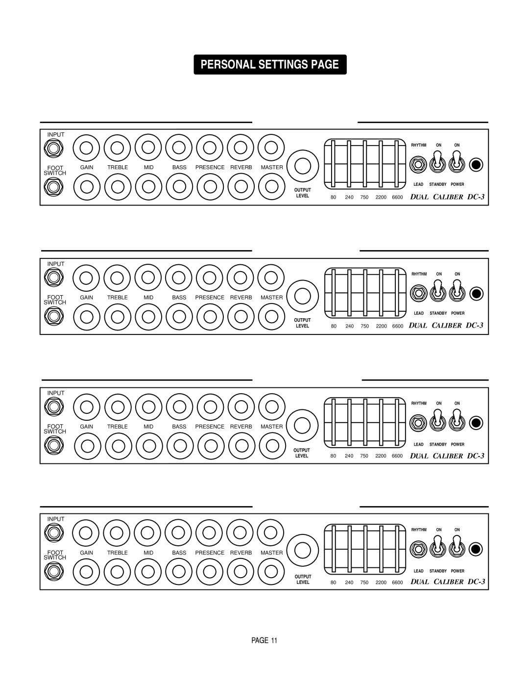 Mesa/Boogie DC3 manual Personal Settings 