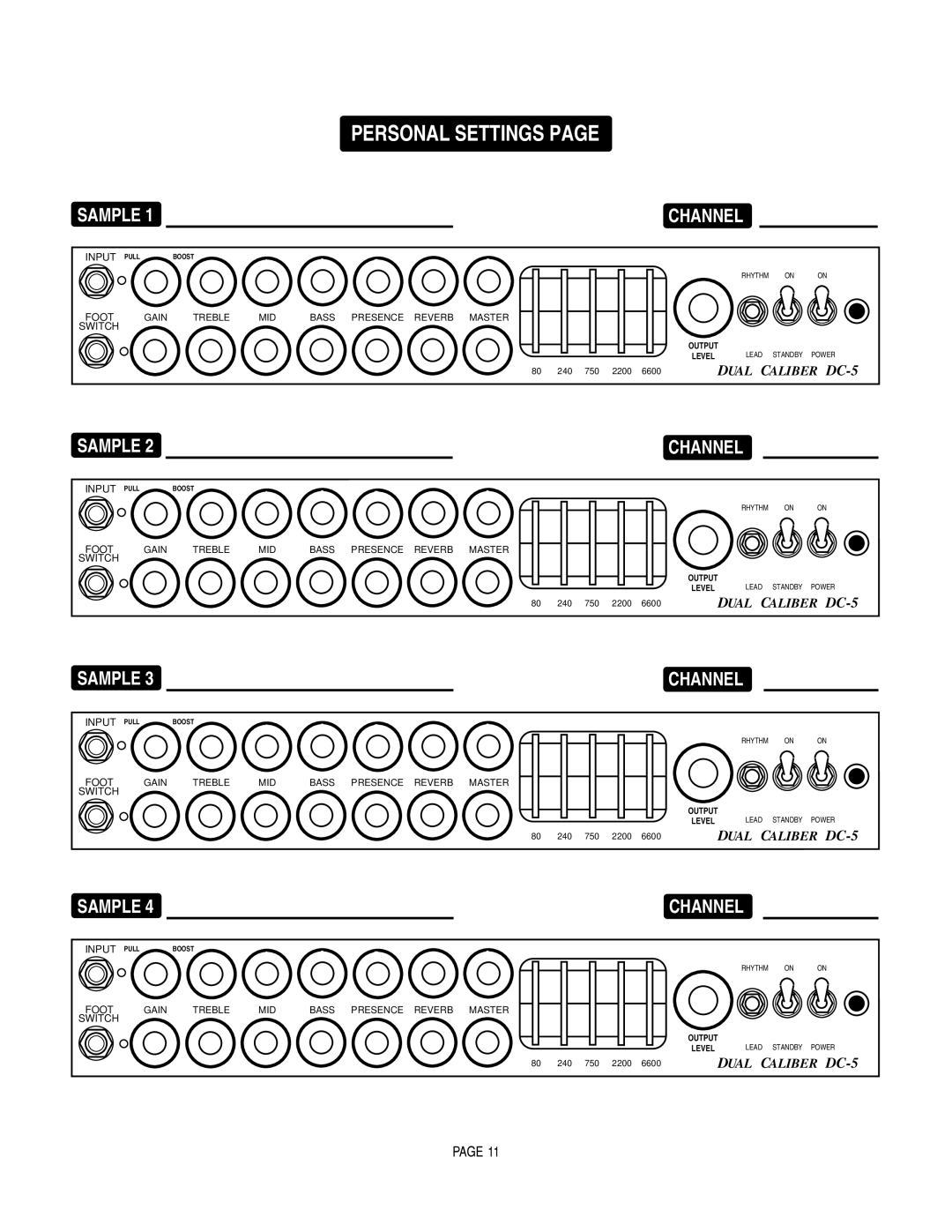 Mesa/Boogie DC5 manual Personal Settings 