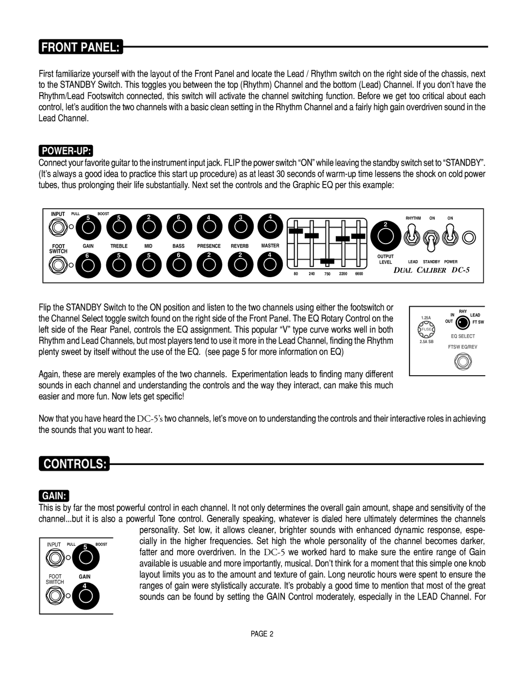 Mesa/Boogie DC5 manual Power-Up, Gain 