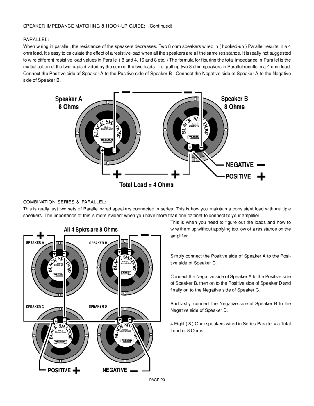 Mesa/Boogie F-30, F-50, F-100 owner manual Combination Series & Parallel 