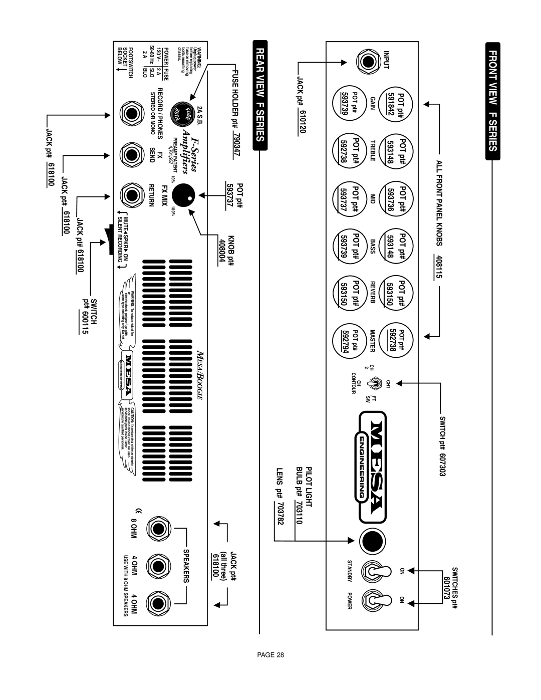 Mesa/Boogie F-30, F-50, F-100 owner manual Front View F Series 