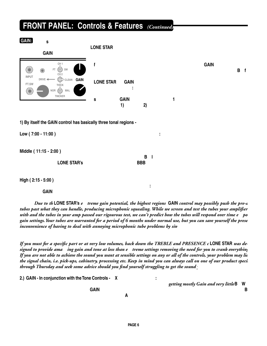 Mesa/Boogie LoneStar Amplifier owner manual By itself the Gain control has basically three tonal regions 