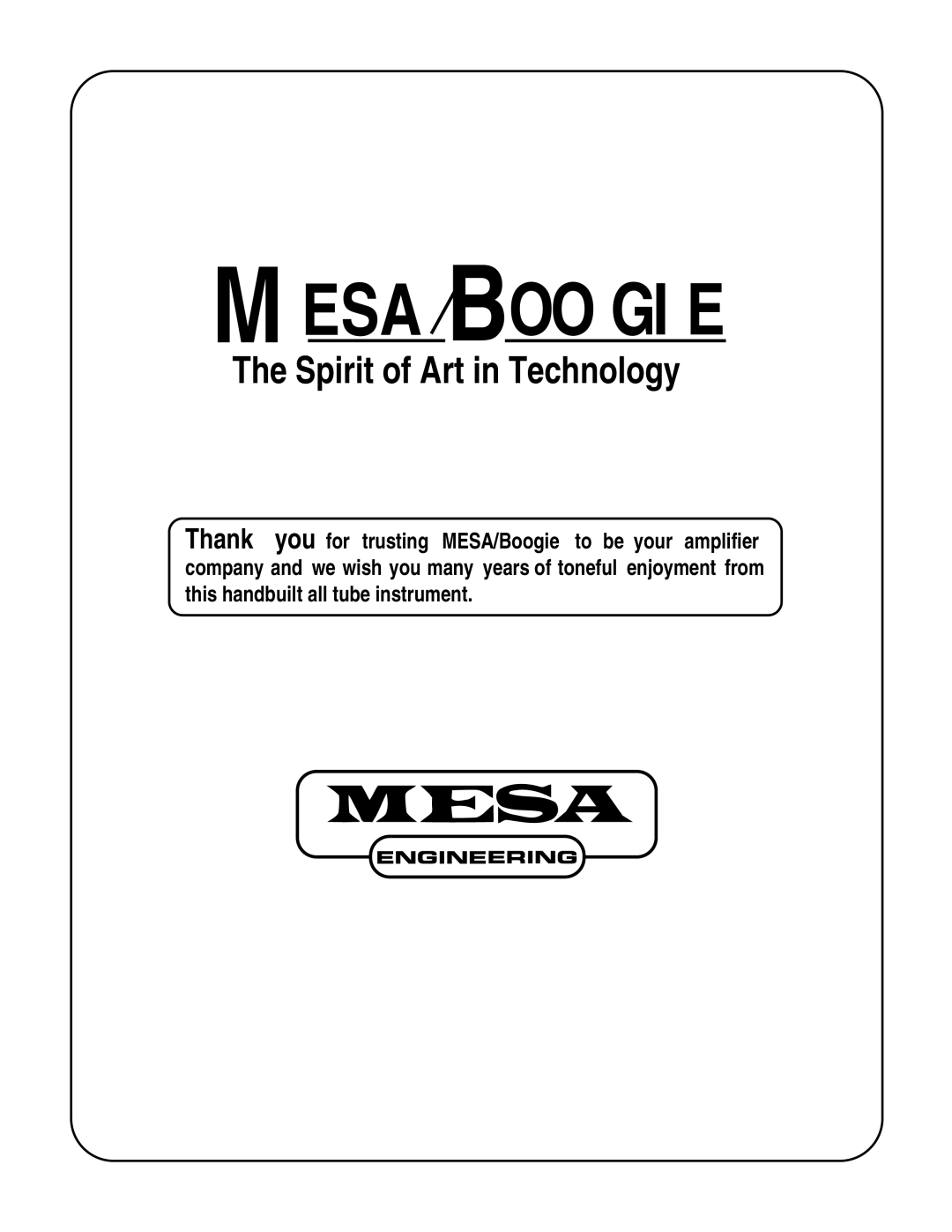 Mesa/Boogie LoneStar Amplifier owner manual Mesa Oogie 