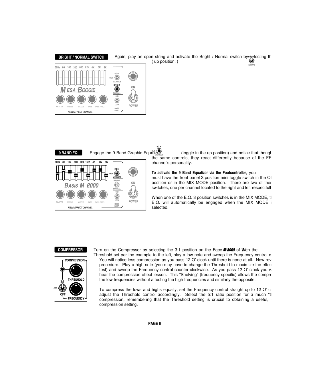 Mesa/Boogie M 2000 owner manual Basis M 