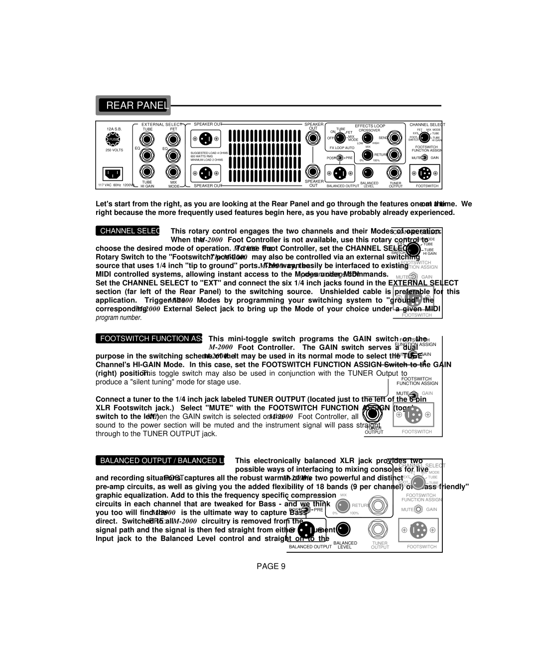 Mesa/Boogie M 2000 owner manual Rear Panel 