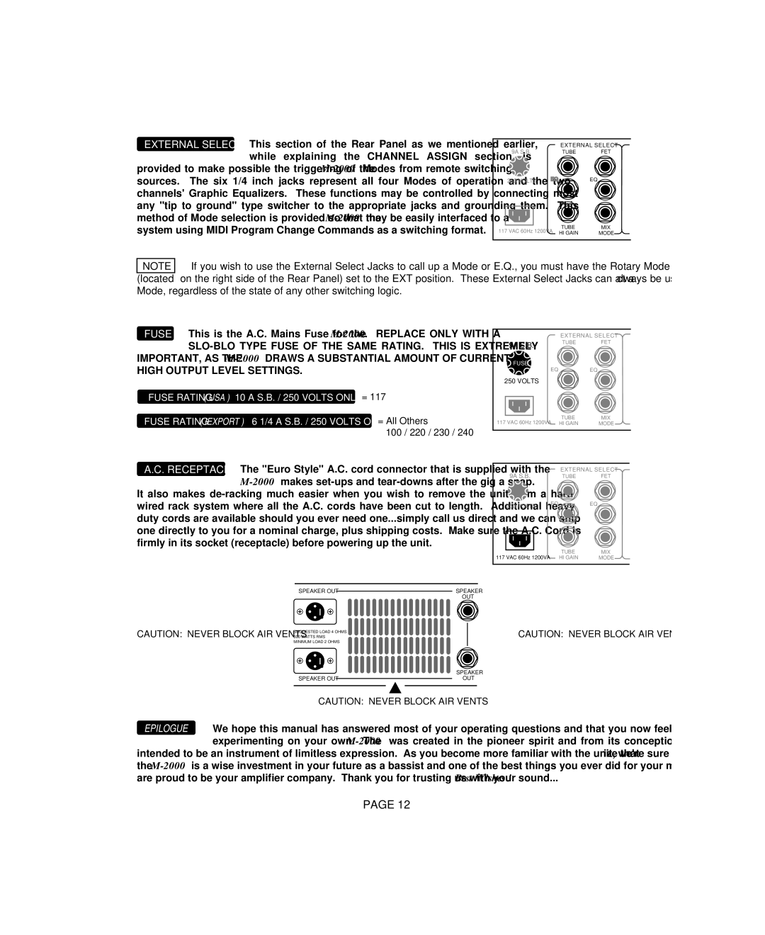 Mesa/Boogie M 2000 owner manual Mode, regardless of the state of any other switching logic 