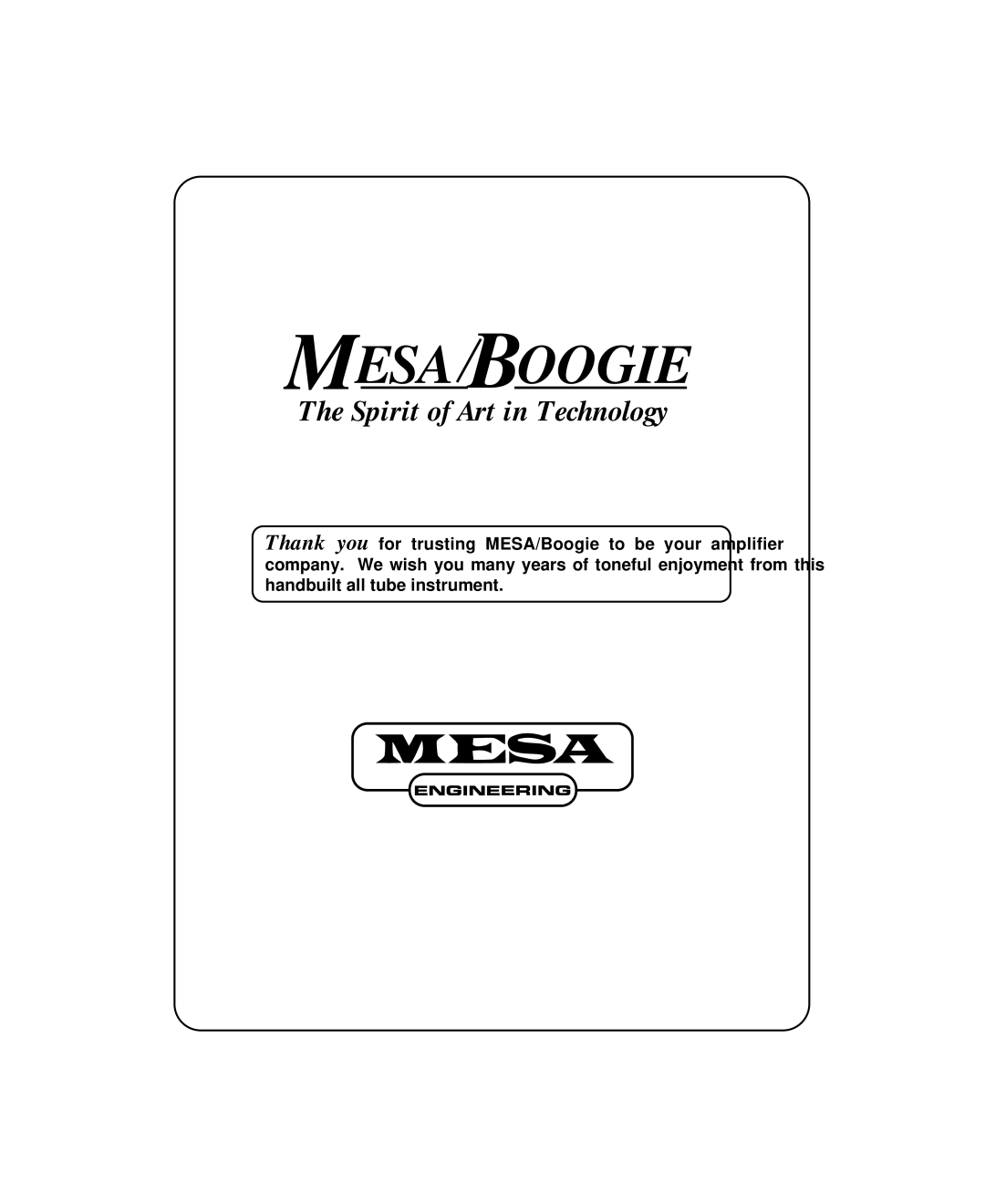 Mesa/Boogie M 2000 owner manual Mesa Boogie 