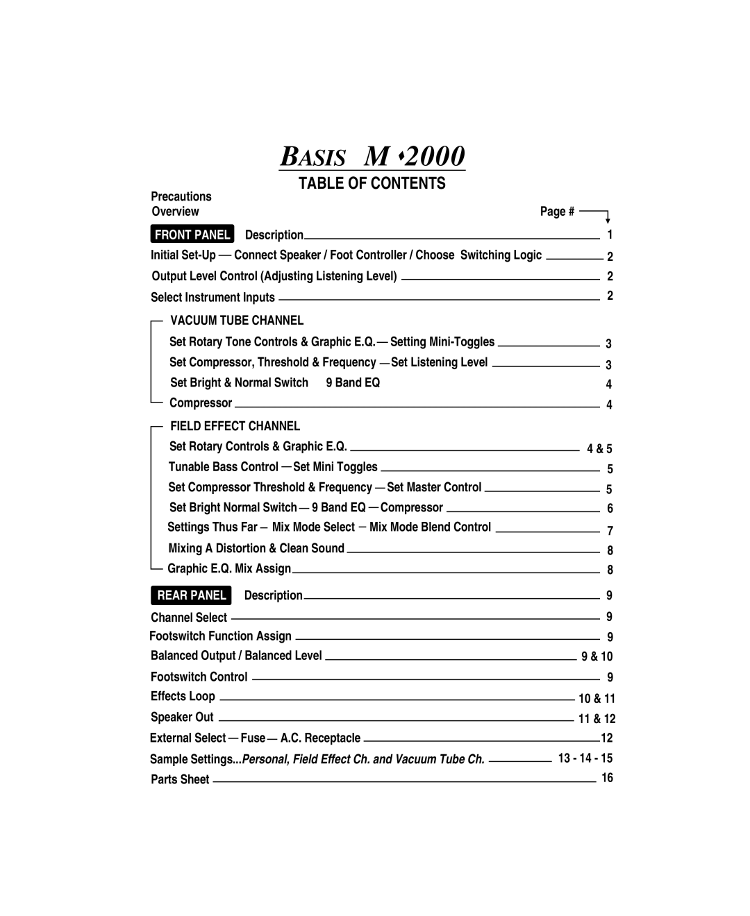 Mesa/Boogie M 2000 owner manual 