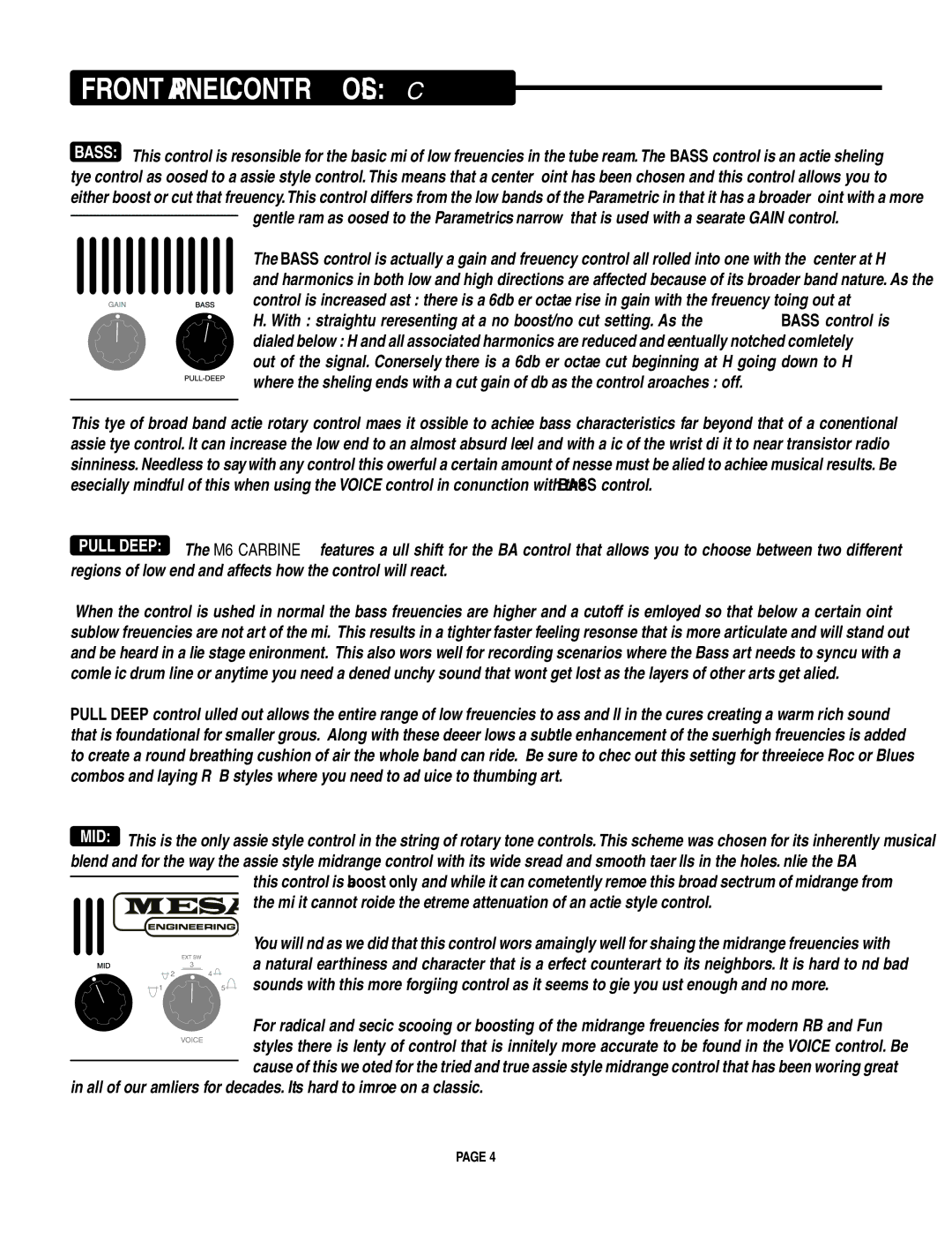 Mesa/Boogie M6 owner manual Front Panel Controls 