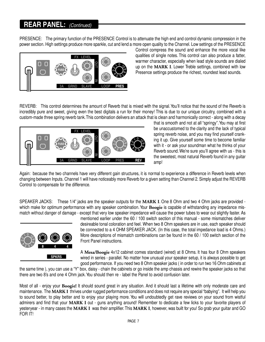 Mesa/Boogie MARK 1 owner manual Amp 