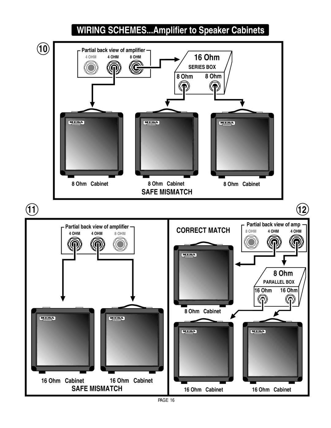 Mesa/Boogie MARK 1 owner manual Wiring SCHEMES...Amplifier to Speaker Cabinets 