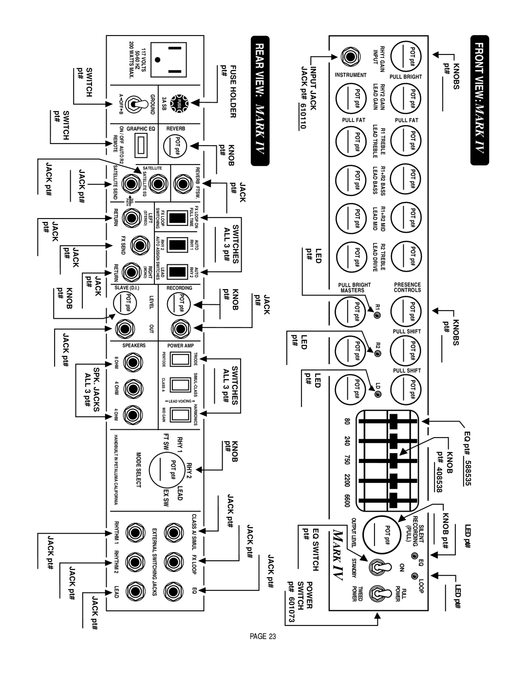 Mesa/Boogie Mark IV Amplifier manual Front View Mark 