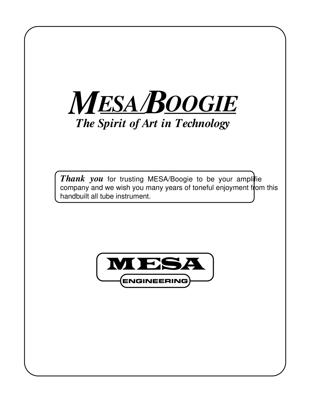 Mesa/Boogie Mark IV Amplifier manual Mesa Boogie 