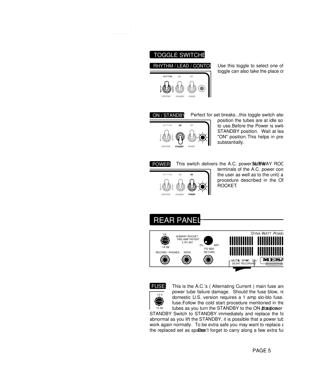 Mesa/Boogie OOGIEBMESA owner manual Rear Panel, Rhythm / Lead / Contour 