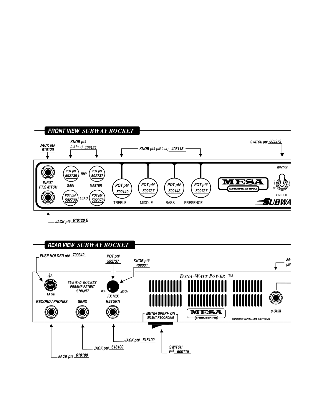 Mesa/Boogie OOGIEBMESA owner manual Front View Subway Rocket 