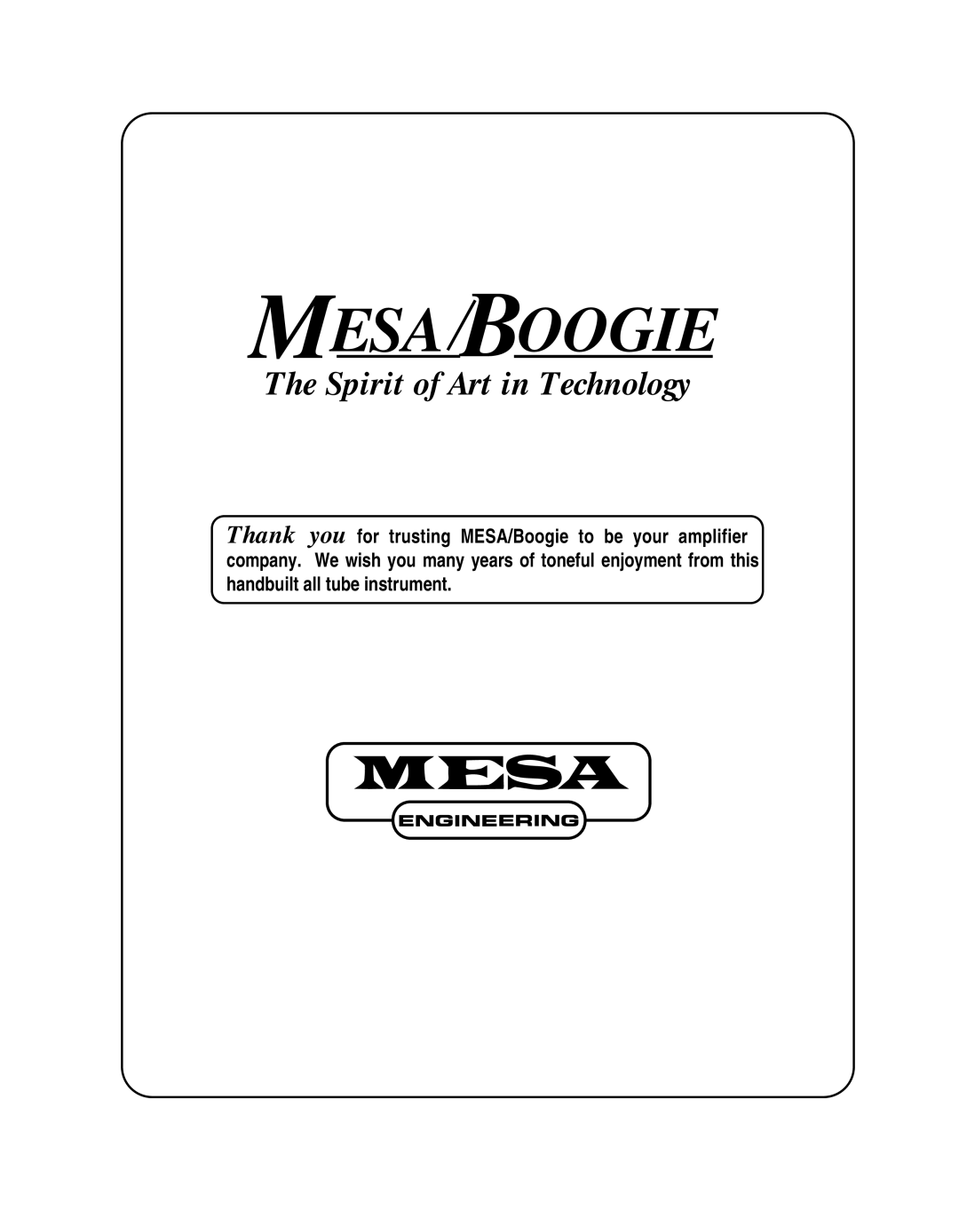 Mesa/Boogie OOGIEBMESA owner manual Mesa Boogie 