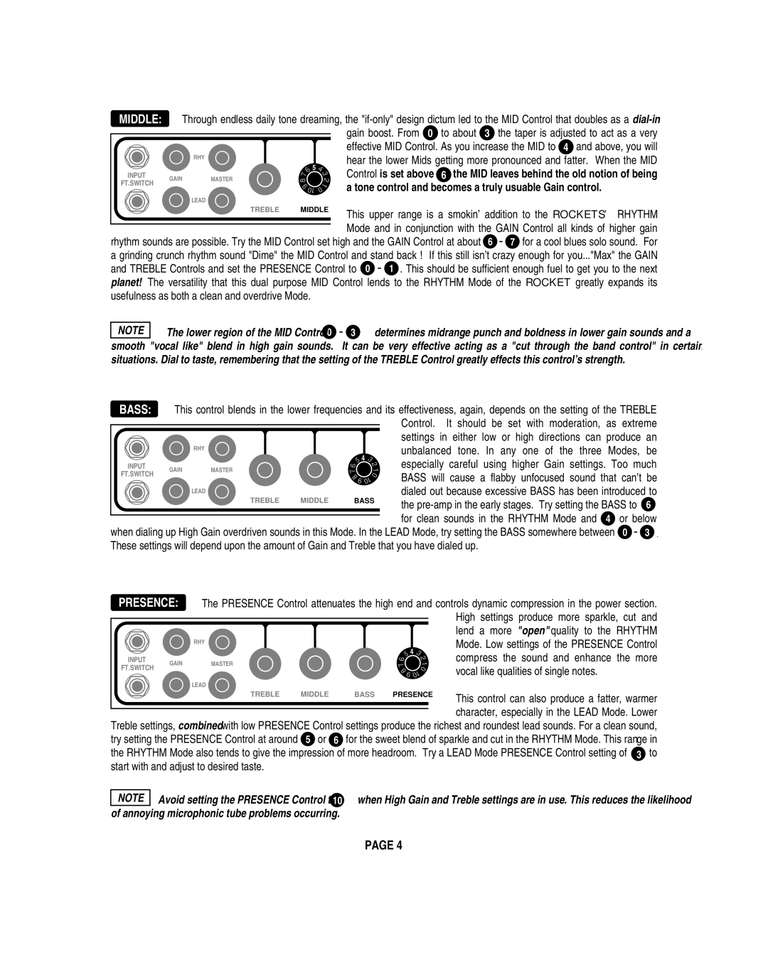 Mesa/Boogie OOGIEBMESA owner manual Middle, Presence 