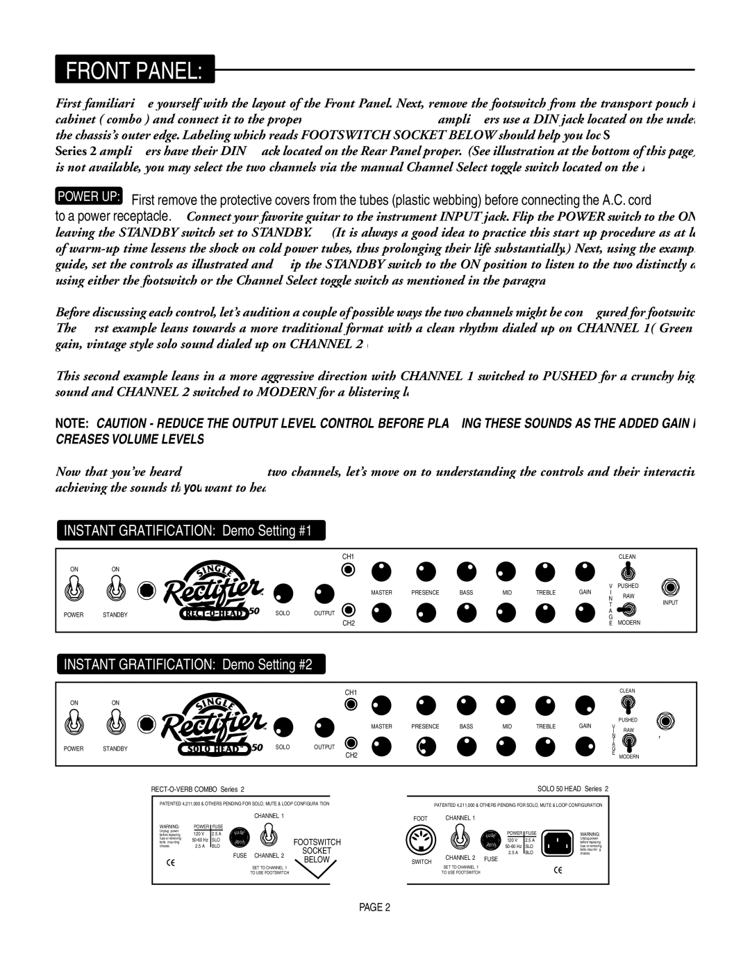 Mesa/Boogie pmn owner manual Front Panel 