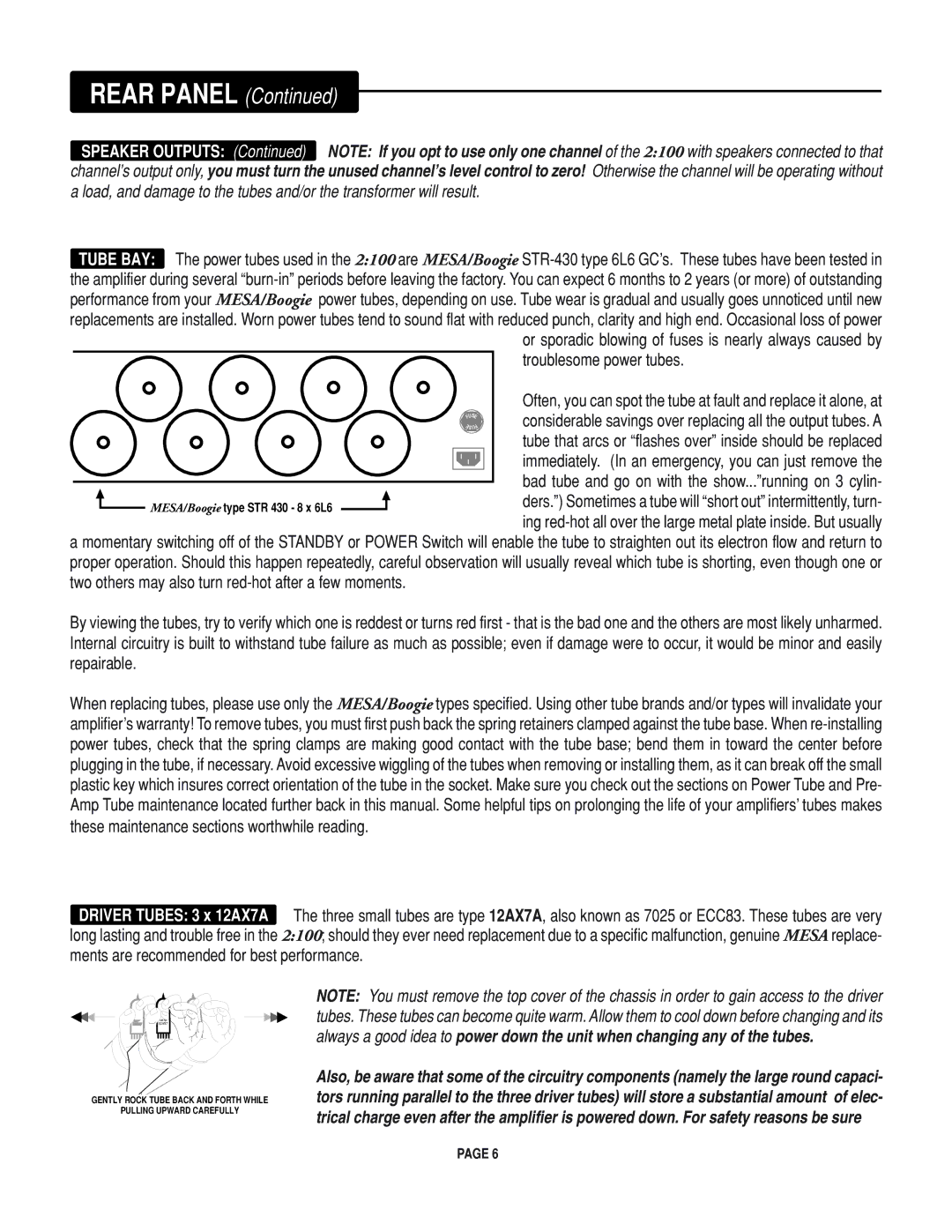 Mesa/Boogie Rectifier Stereo owner manual Troublesome power tubes 