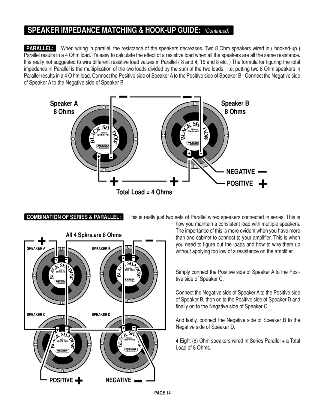 Mesa/Boogie Rectifier Stereo owner manual Speaker Impedance Matching & HOOK-UP Guide 