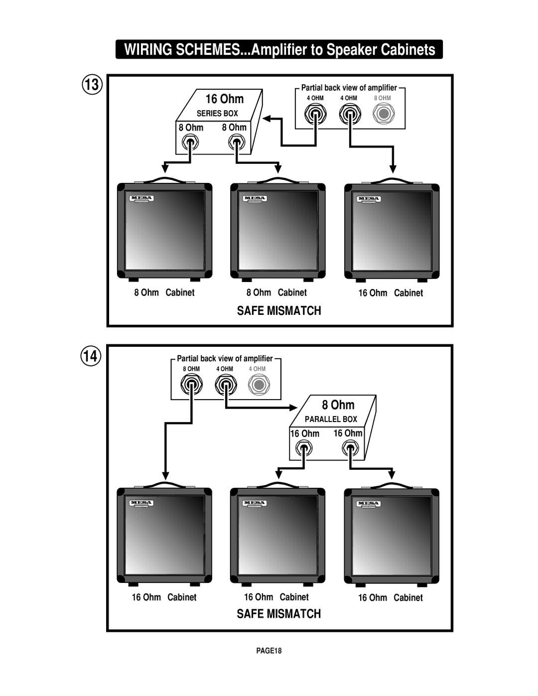 Mesa/Boogie Rectifier Stereo owner manual Wiring SCHEMES...Amplifier to Speaker Cabinets 