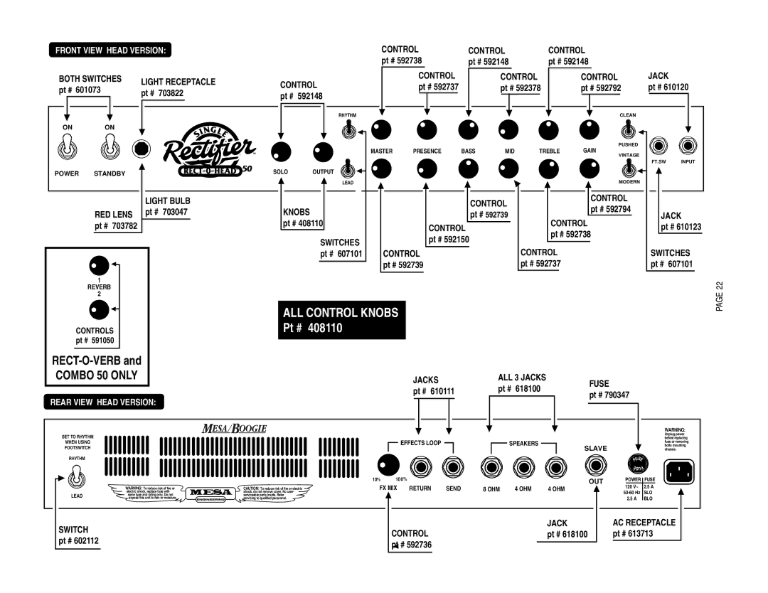 Mesa/Boogie SOLO 50, RECT-O-VERB 50 owner manual Combo 50 only 