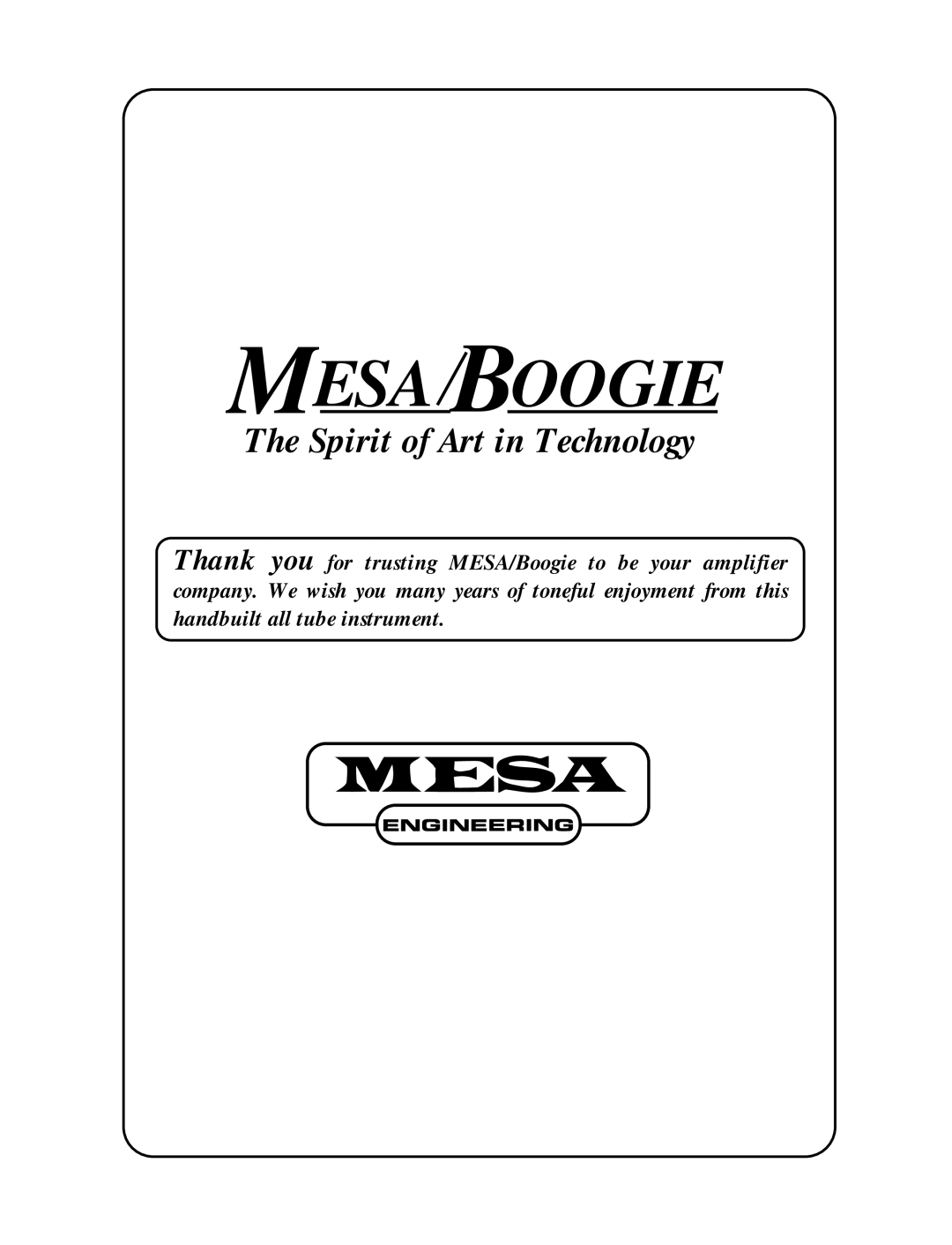 Mesa/Boogie V-TWIN owner manual Mesa Boogie 