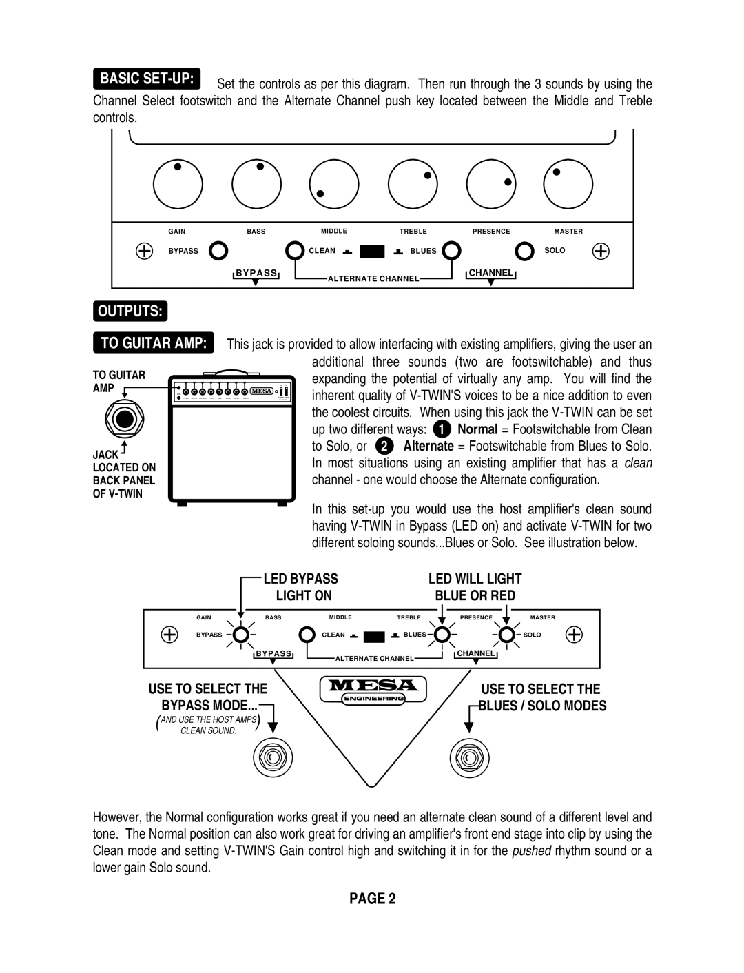 Mesa/Boogie V-TWIN owner manual Outputs, To Guitar AMP 