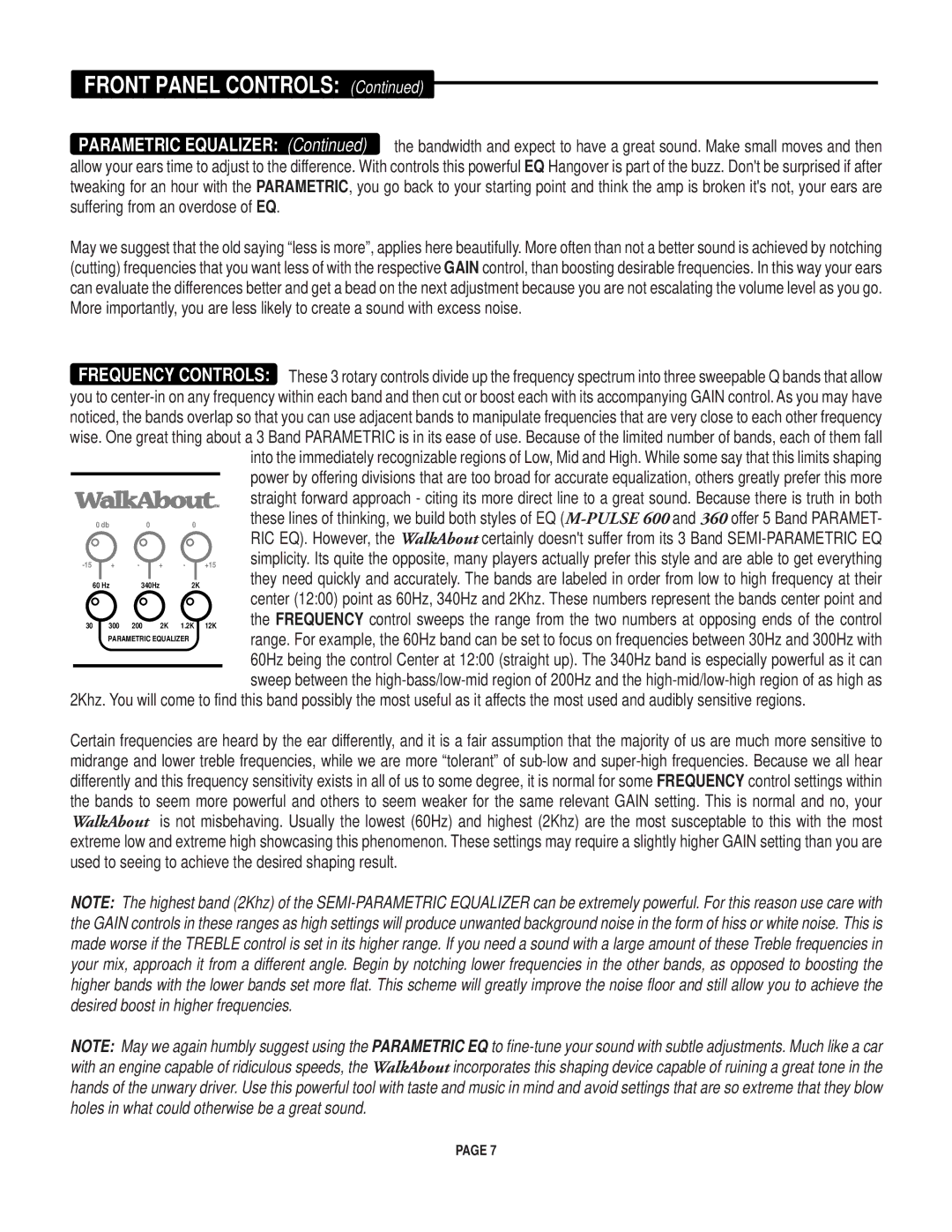 Mesa/Boogie Walk About Bass Amplifier owner manual +15 