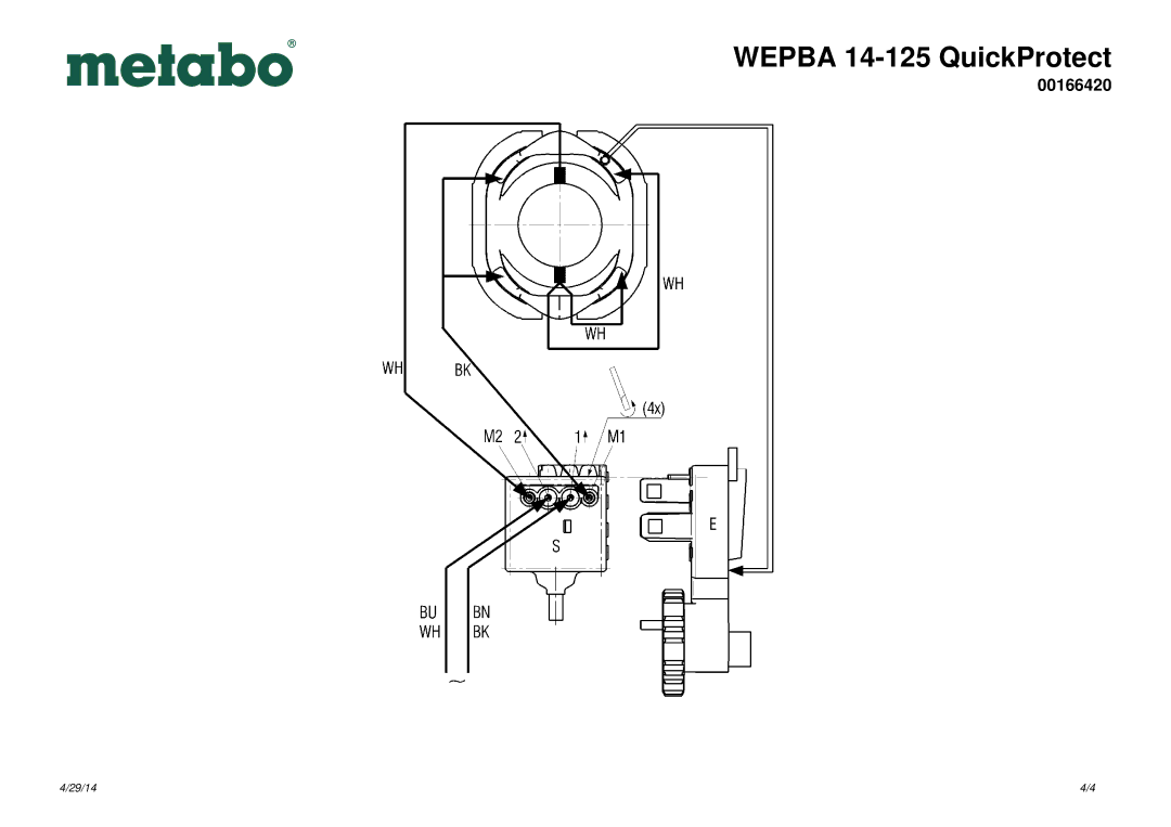 Metabo 600166420 manual Wepba 14-125 QuickProtect 