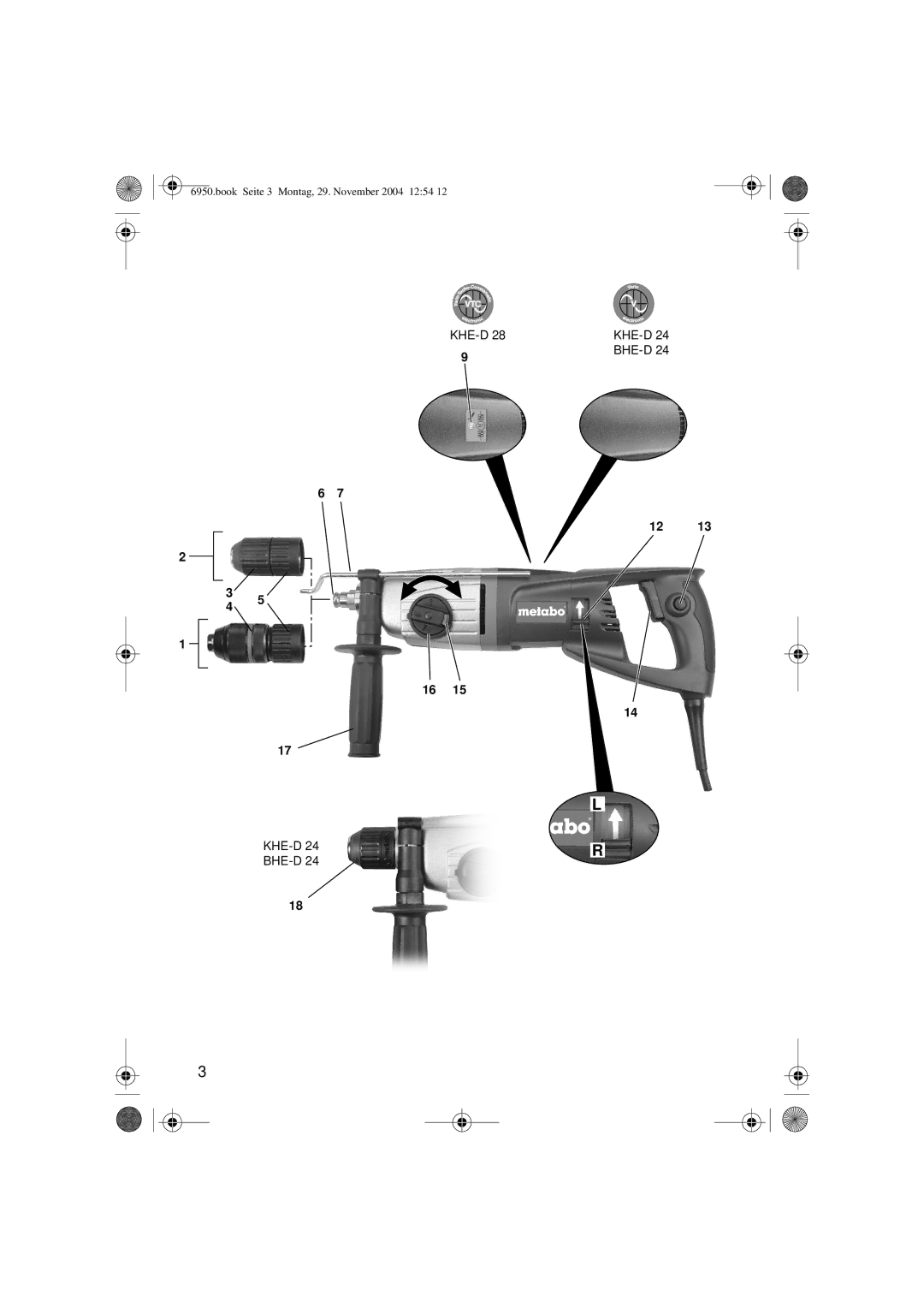 Metabo 600224420 operating instructions Khe-D Bhe-D 