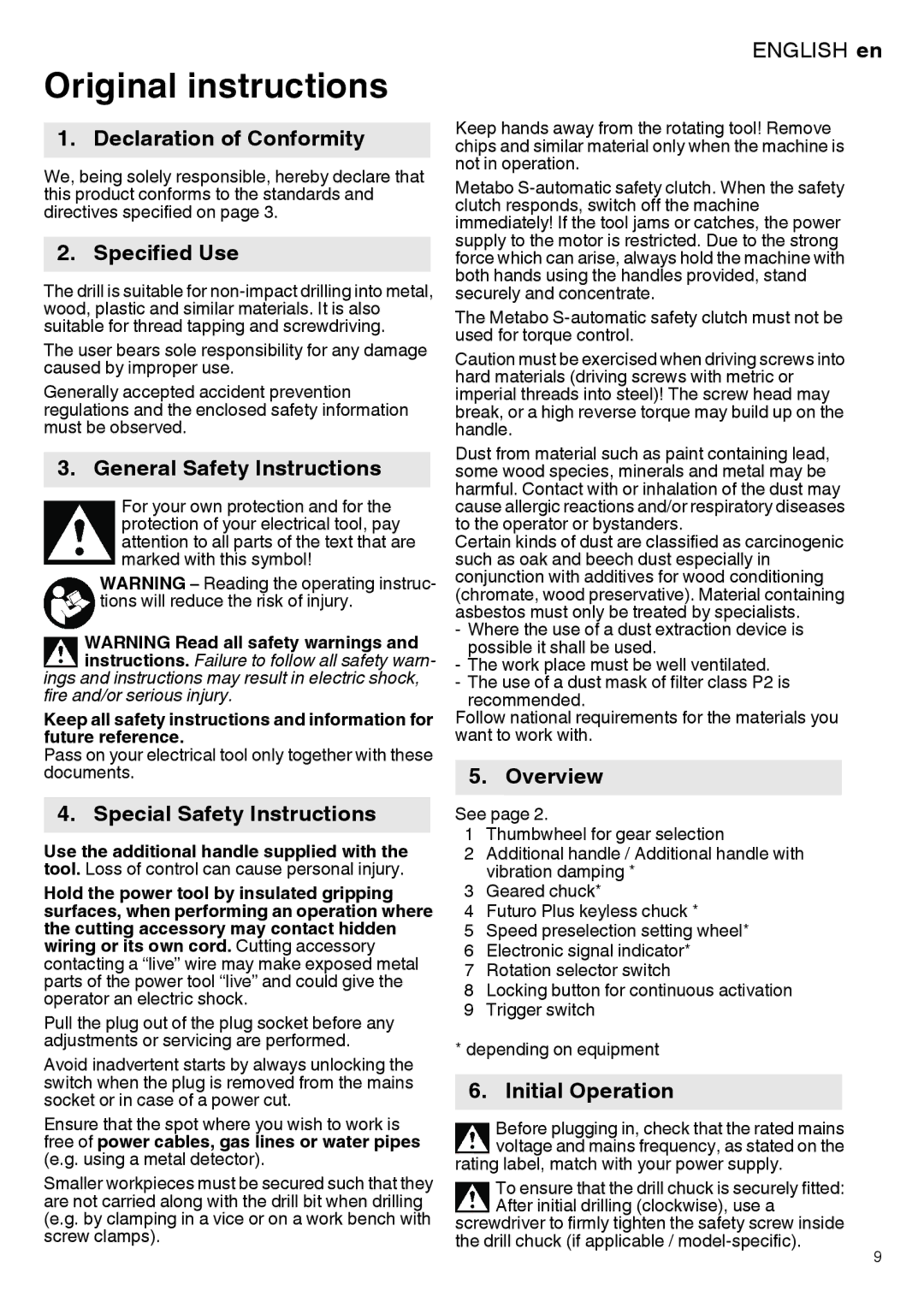 Metabo 600581420, 600582420 manual Original instructions 