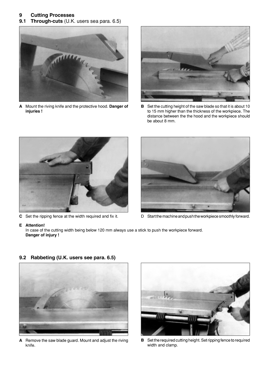 Metabo BKH450, BKH 400 manuel dutilisation Cutting Processes, Rabbeting U.K. users see para 