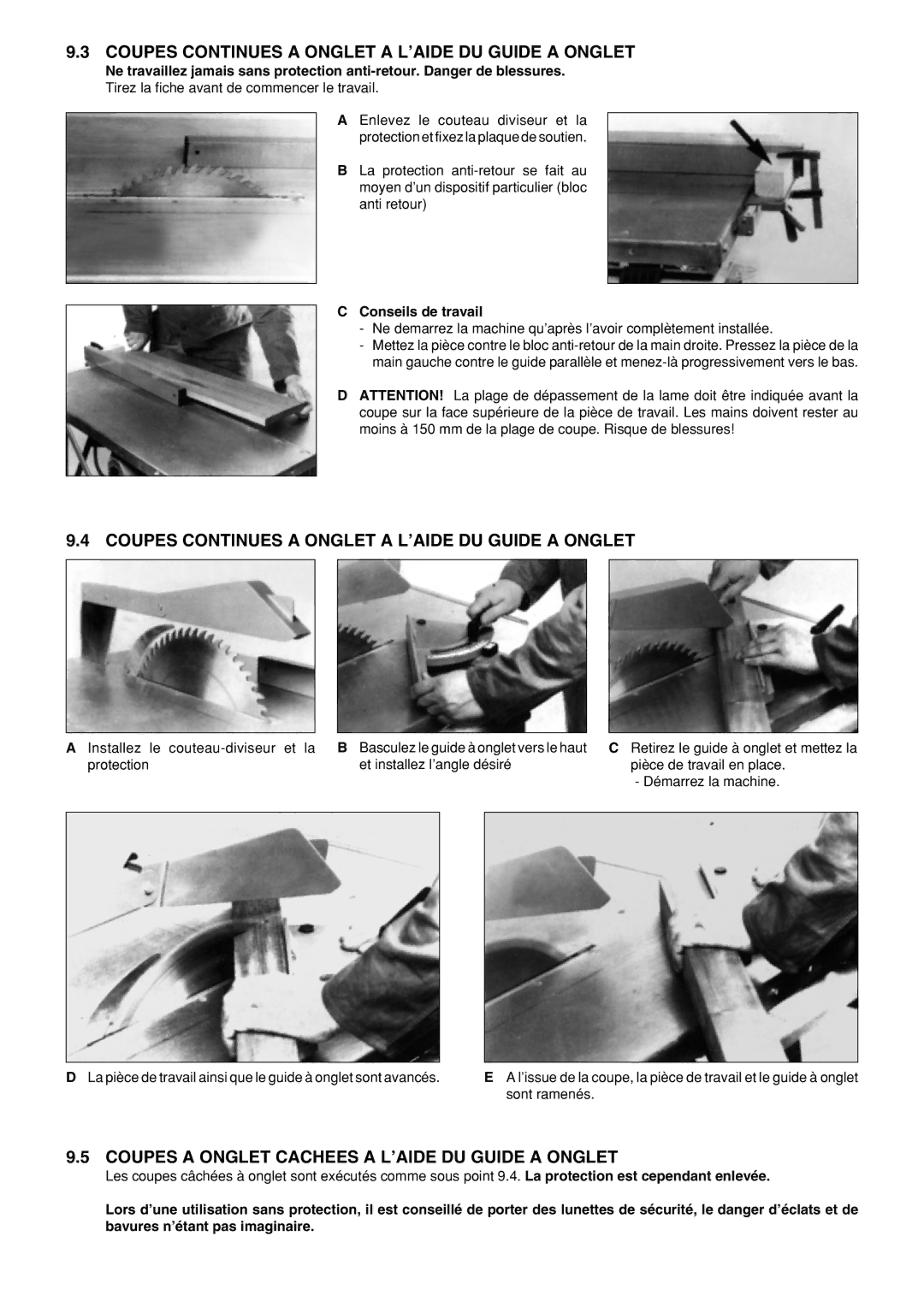 Metabo BKH450 Coupes Continues a Onglet a L’AIDE DU Guide a Onglet, Coupes a Onglet Cachees a L’AIDE DU Guide a Onglet 