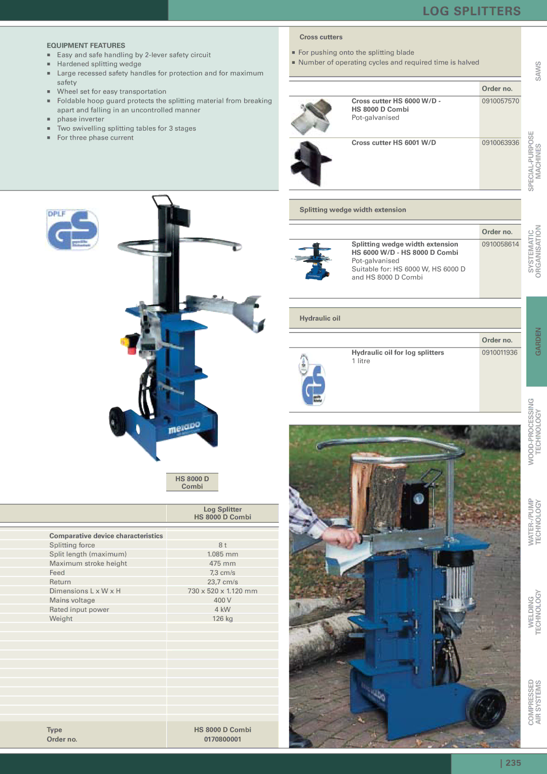 Metabo BW 750 Cross cutters, Cross cutter HS 6000 W/D, HS 8000 D Combi Pot-galvanised Cross cutter HS 6001 W/D, Litre 