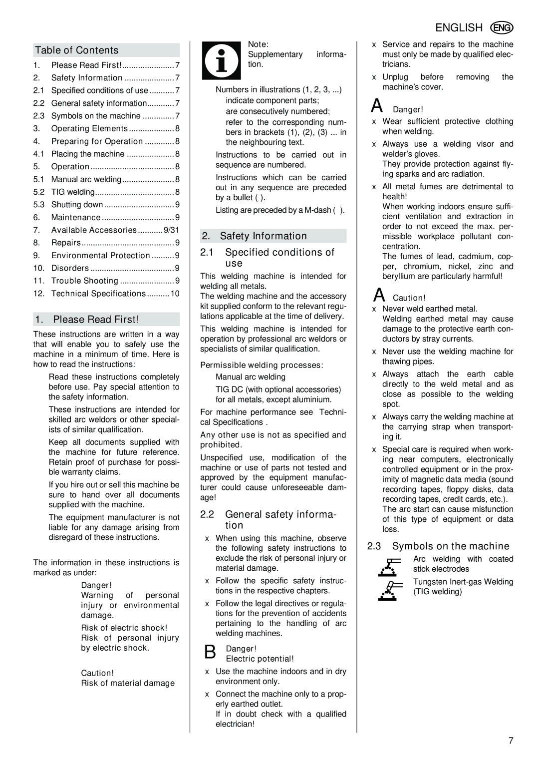 Metabo E 150, E 170 Si, E 130 operating instructions English 