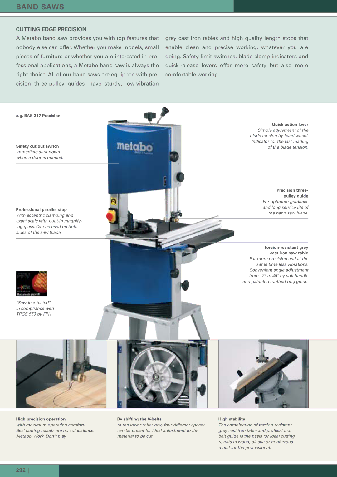 Metabo HC 300 manual Band Saws, Cutting Edge Precision 