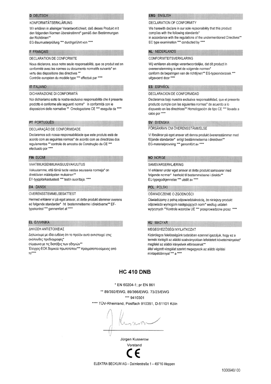 Metabo HC 410 operating instructions 