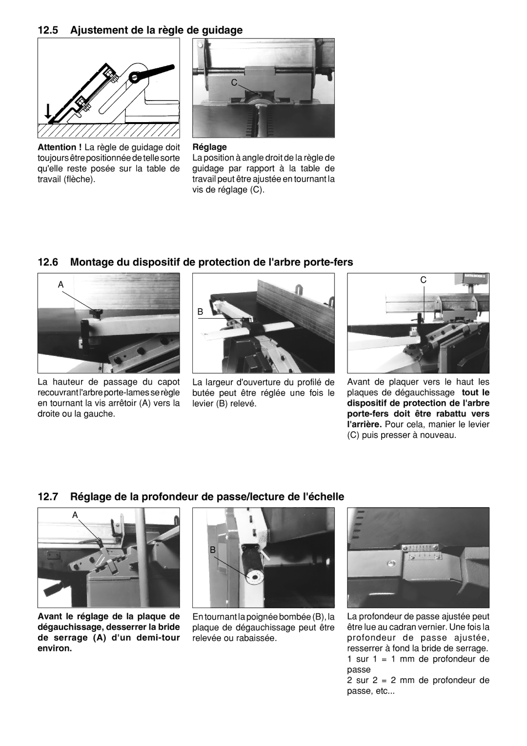 Metabo HC 410 Ajustement de la rgle de guidage, Montage du dispositif de protection de larbre porte-fers, RŽglage 